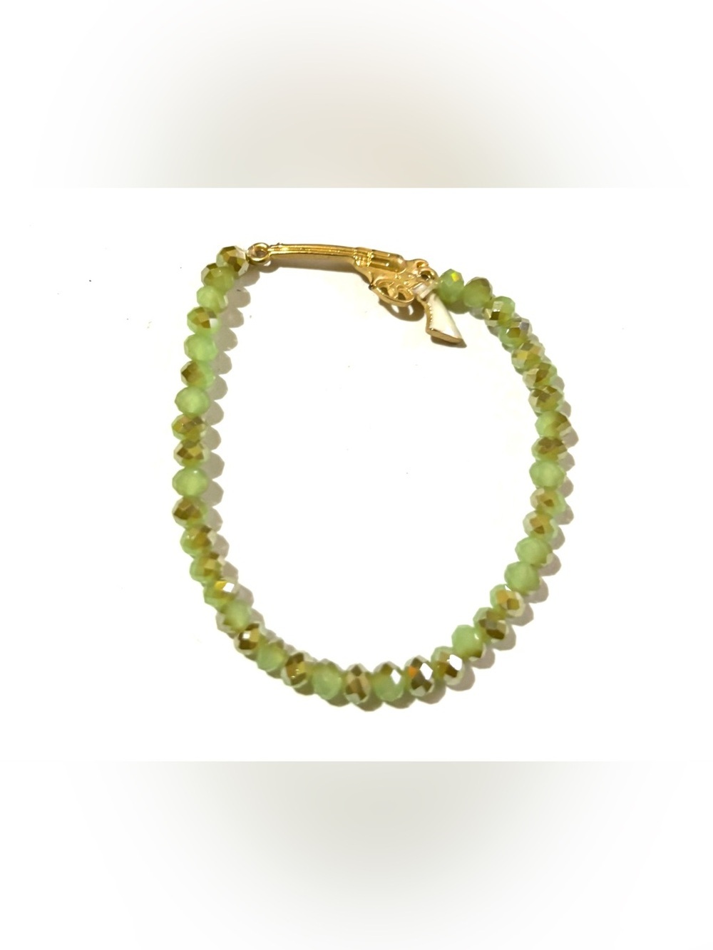Gold Clasp Lime Green Faceted Bead Bracelet - Women's Jewelry